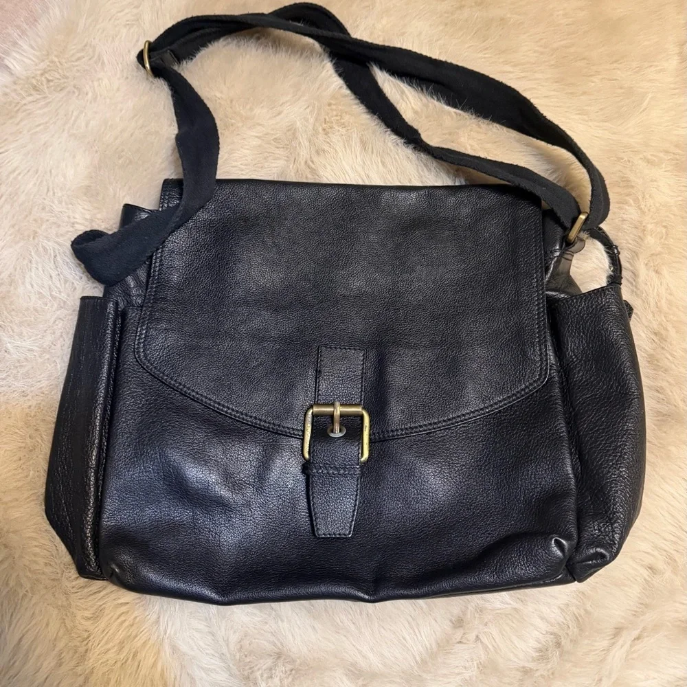 Dolce & Gabbana Black Leather Vintage Messenger Bag